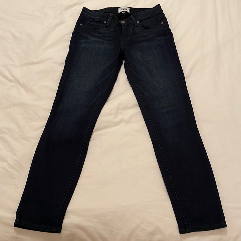 PAIGE Denim Low Rise Verdugo Crop Dark Wash Jeans Size 27